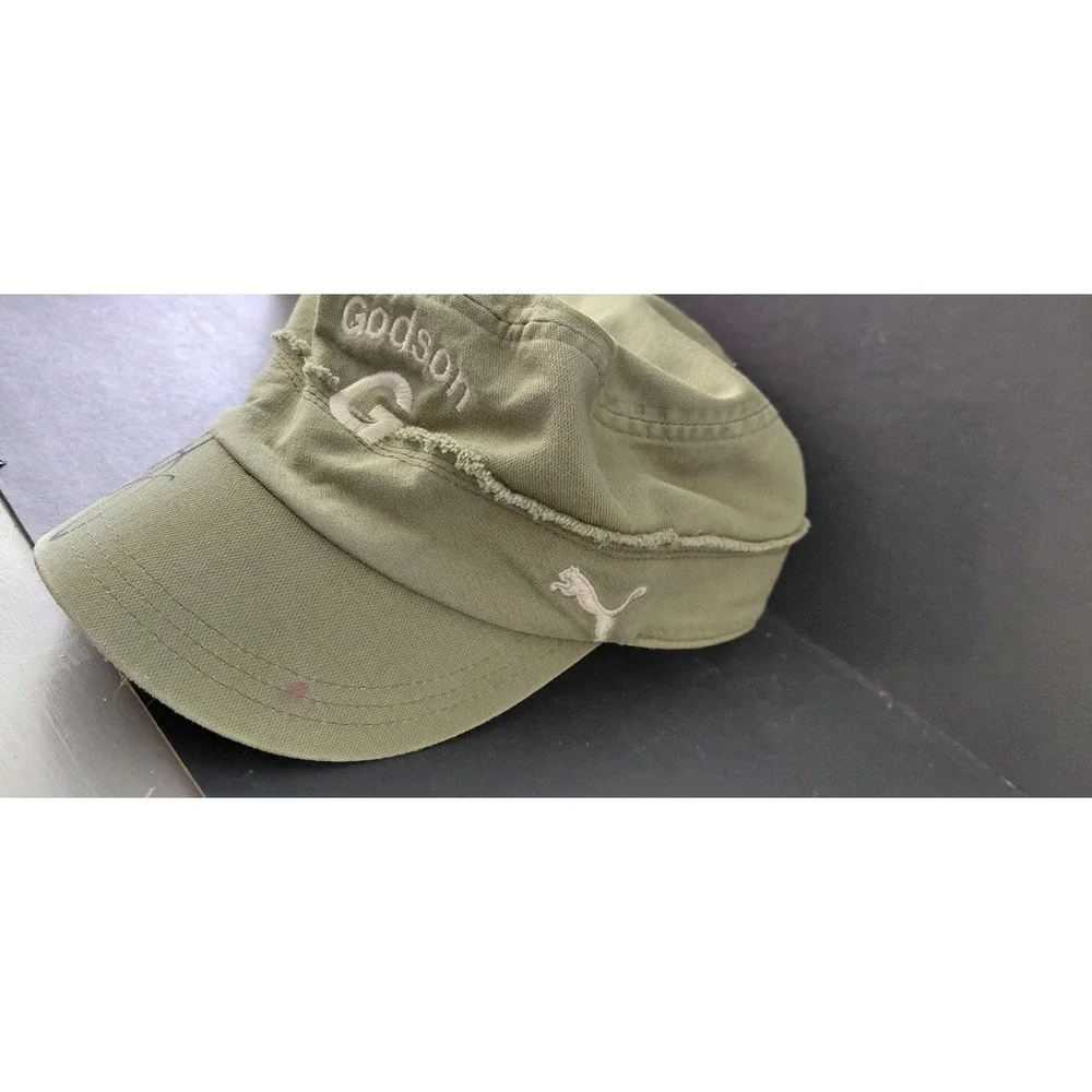 Unknow Autograph handwritten signature olive green distressed cadet Style Cap